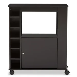 Baxton Studio Ontario Modern and Contemporary Dark Brown Wood Modern Dry Bar and Wine Cabinet | Modishstore | Bar Furniture