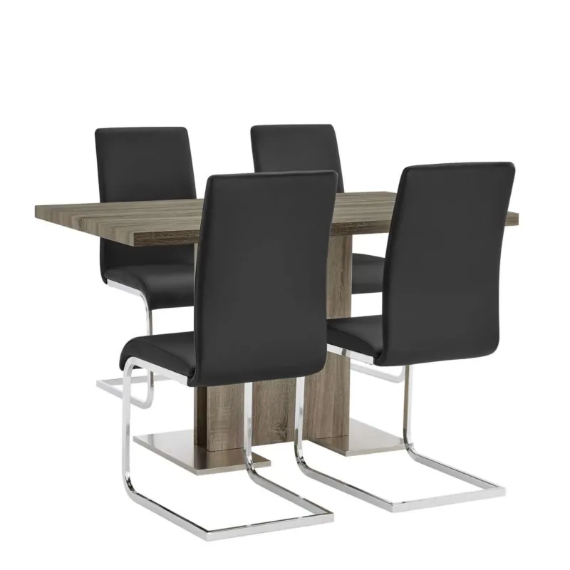 Zenith and Amanda 5 Piece Black Rectangular Dining set By Armen Living | Dining Sets | Modishstore
