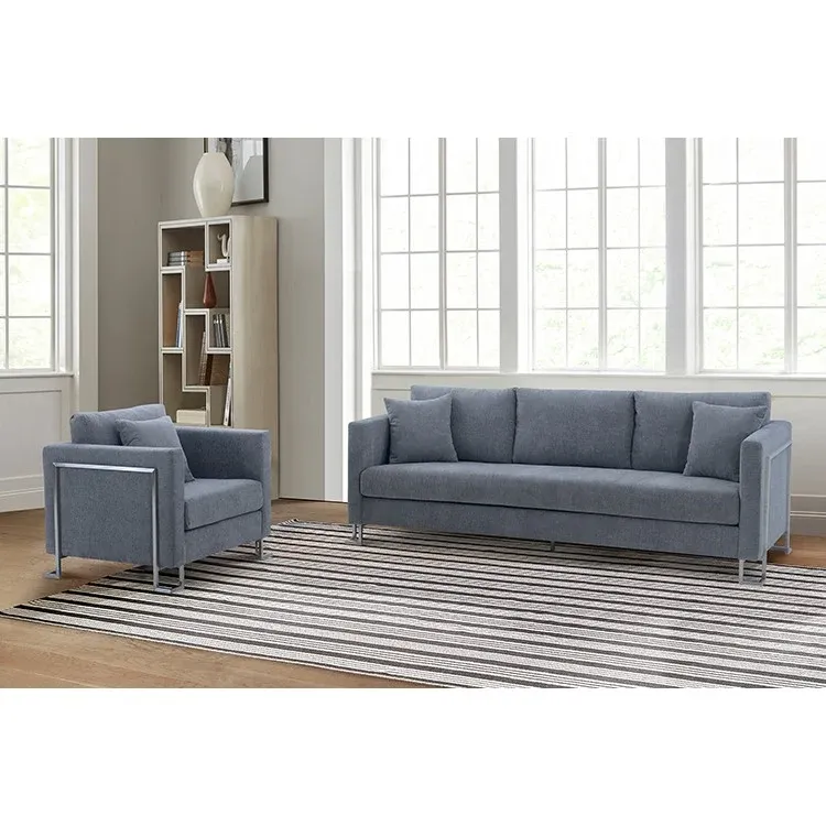 Heritage 2 Piece Gray Fabric Upholstered Sofa & Chair Set By Armen Living | Sofas | Modishstore