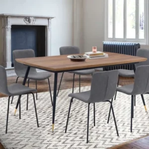 Messina and Gillian Dark Gray Faux Leather 7 Piece Rectangular Dining Set By Armen Living | Dining Sets | Modishstore