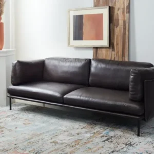 Safavieh Harriet Leather Sofa - Graphite | Sofas | Modishstore