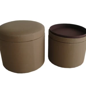 Screen Gems Valencia Canvas Round Storage Ottoman - SGT0A4SL | Ottomans | Modishstore