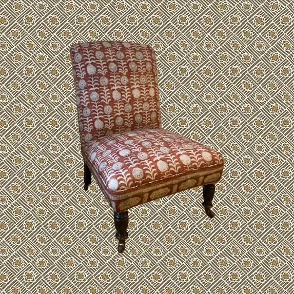 LOUIS – Antique Slipper Chair in Robert Kime fabric