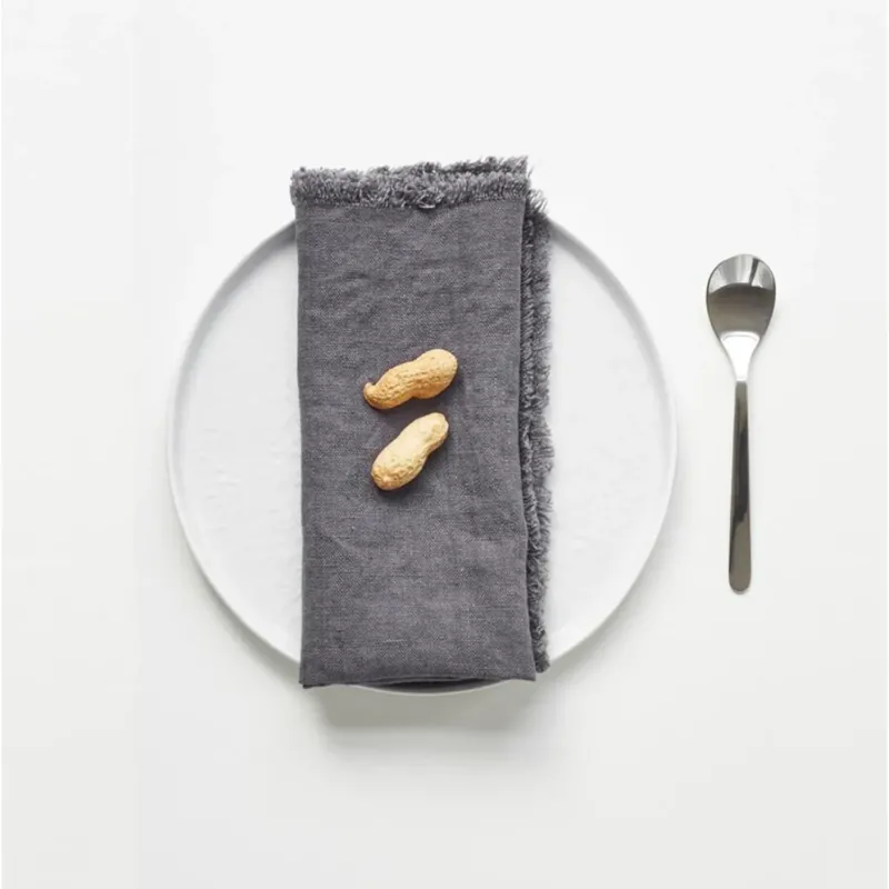 Linen Napkins | Dark Grey Fringe (Set of 2)