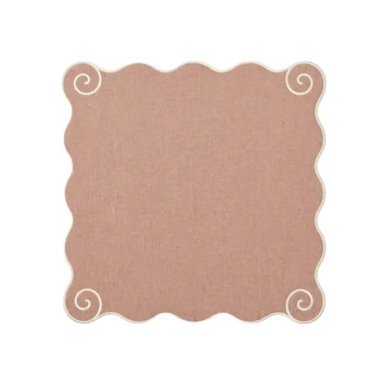 Volute Linen Napkin in Powder Pink & White