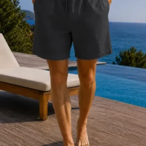 Short de pyjama en lin français noir