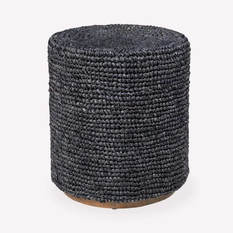 Surfside Round Raffia-Wood Ottoman/Stool Set of 2 by Jeffan | Ottomans | Modishstore