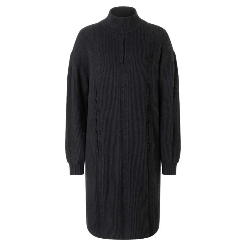 Timezone Fray Mock Neck Dress black Damen