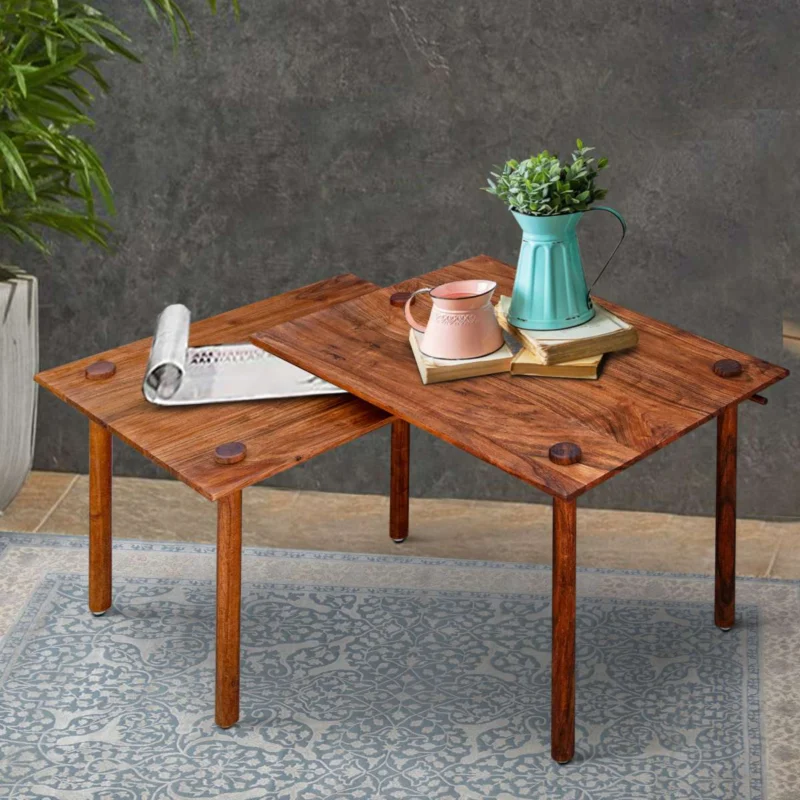 Solid Wood End Table With Pull Out Extension And Grain Details, Dark Brown By Benzara | End Tables | Modishstore