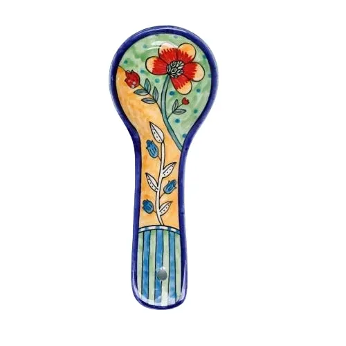 Perch Handpainted Ceramic Spoon Rest Multi 9.84x3.75 Inches Set of 2 - Casa Amarosa