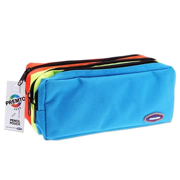 Premto 3 Pocket Zip Pencil Case - Neon