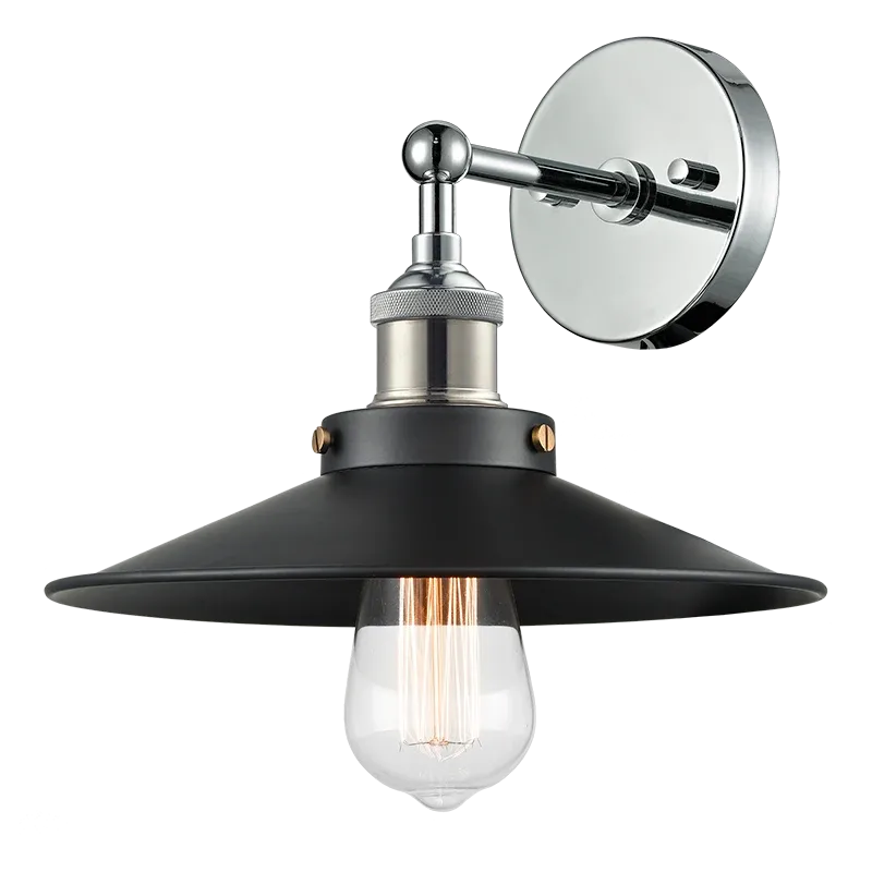 Bulstrode's 8½" Wall Sconce | Chrome / Black