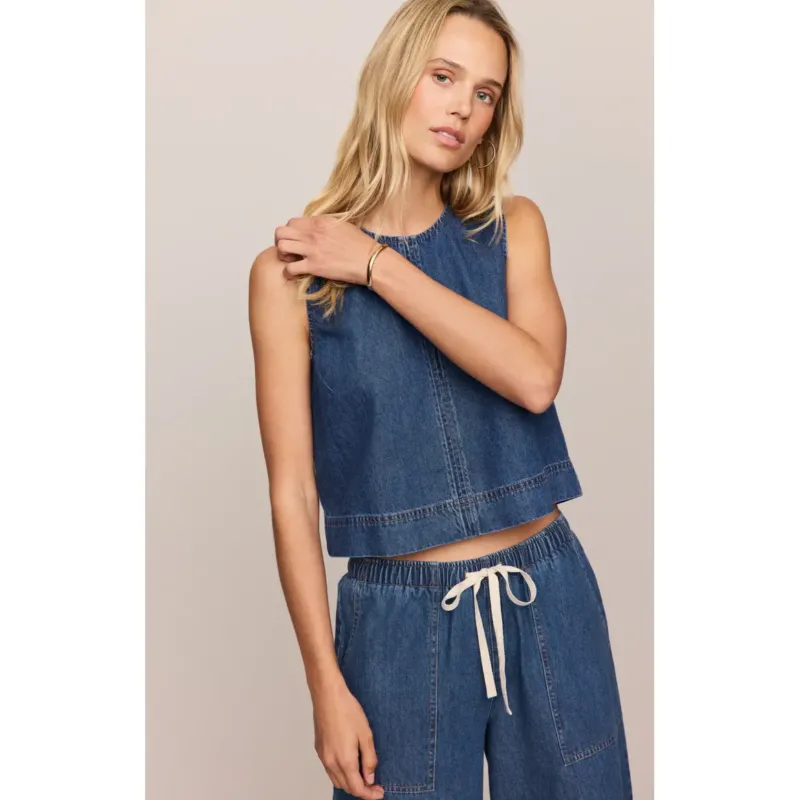 Sun Seeker Denim Tank | Deep Water