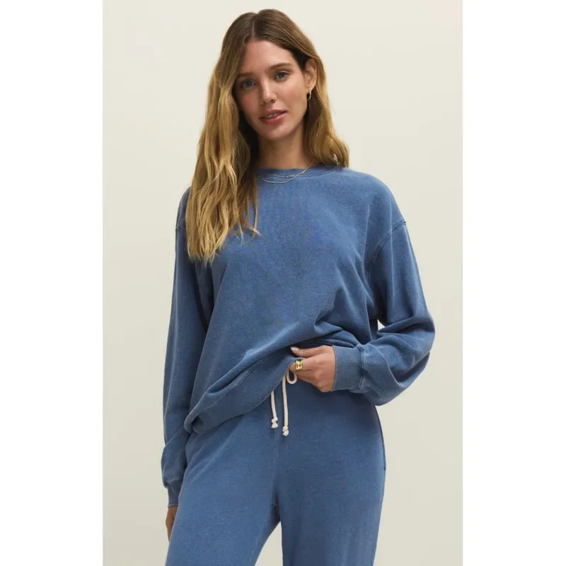 Boyfriend Denim Sweatshirt | Calypso Blue Indigo