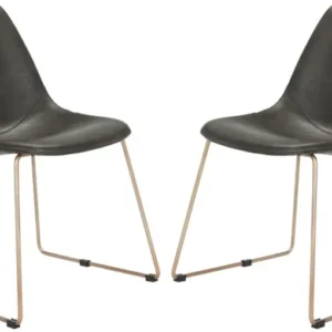 Safavieh Dorian Midcentury Modern Leather Dining Chair | Accent Chairs | Modishstore - 1