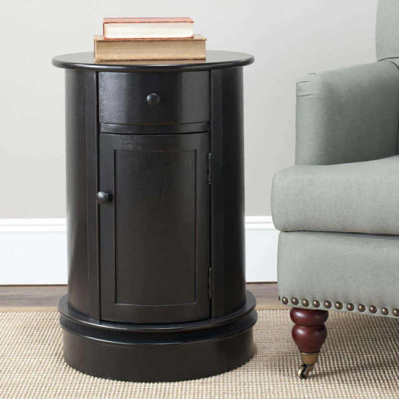 Safavieh Tabitha Swivel Accent Table - Distressed Black | Cabinets | Modishstore