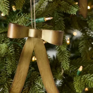 Brassy Bow Ornament Set of 8 By Accent Decor | Ornaments | Modishstore - 1