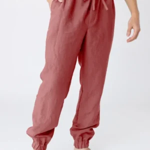Pantalon en lin lavé “Gael” Brique #colour_brique