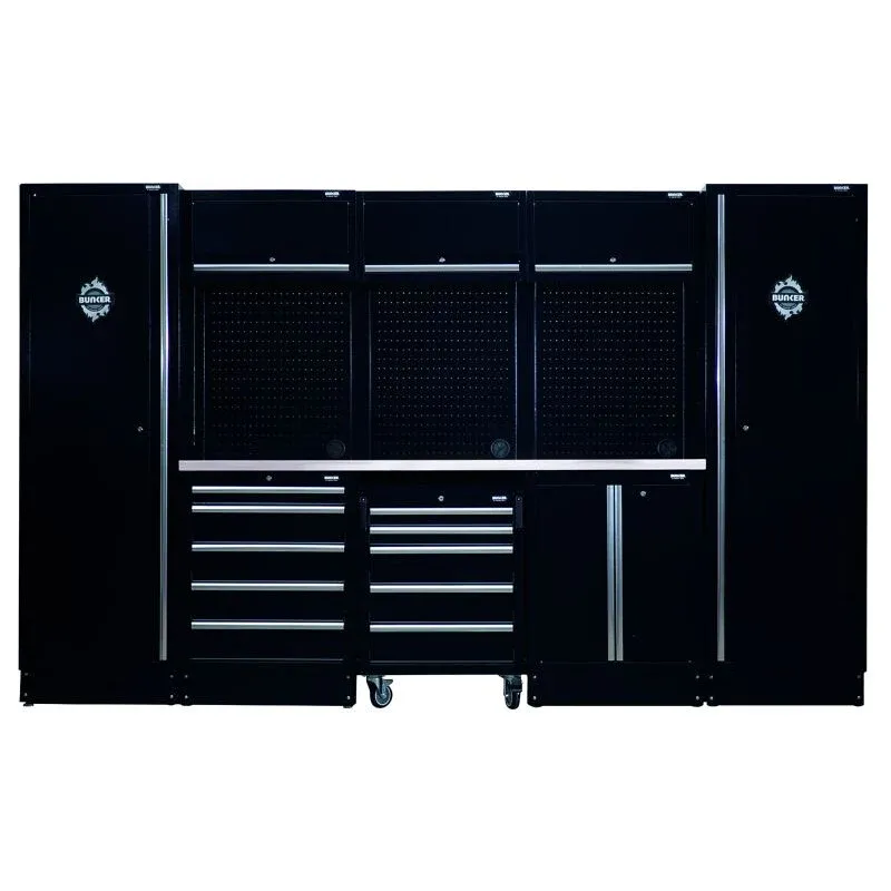 BUNKER 61cm Ablagekombination, Edelstahl-Arbeitsplatte, 16tlg.