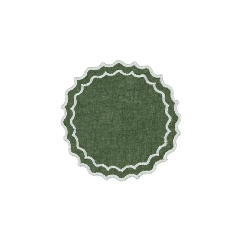 Coaster/Bread Plate Mat Navy, Green with White