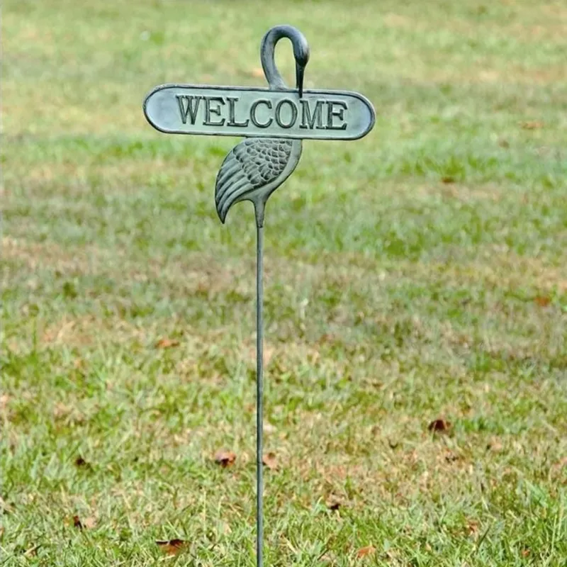 Welcoming Crane Garden Stake By SPI Home | Garden Sculptures & Statues | Modishstore