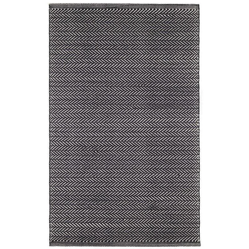 Herringbone Black/Ivory Indoor/Outdoor Rug