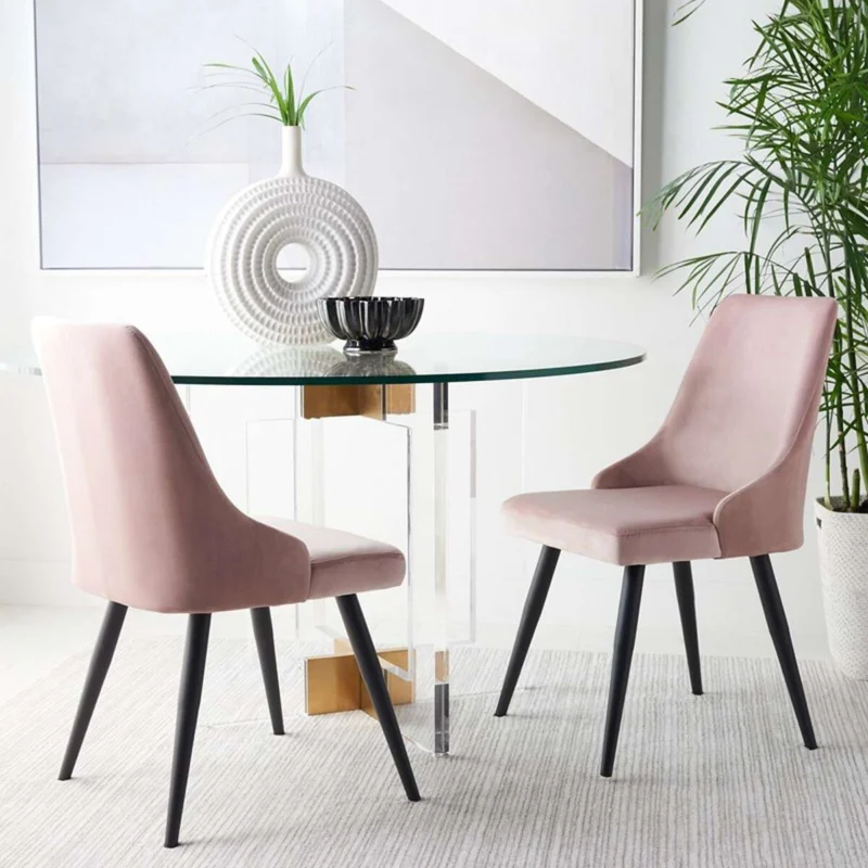 Safavieh Zoi Upholstered Dining Chair Set Of 2 - Dusty Blush | Dining Chairs | Modishstore