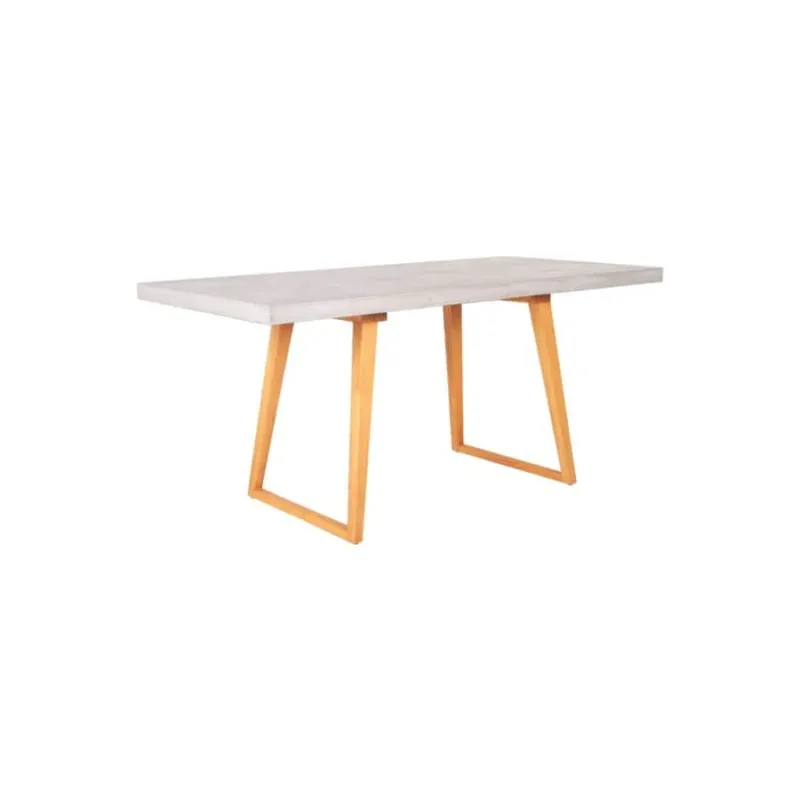 Hutton Concrete Top Outdoor Dining Table with Wooden Leg, Gray by Jeffan | Outdoor Tables | Modishstore
