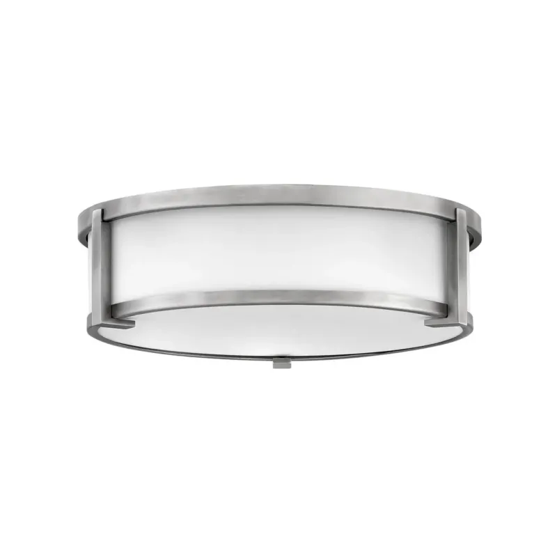 Lowell 16" Etched Opal Flush Mount | Antique Nickel