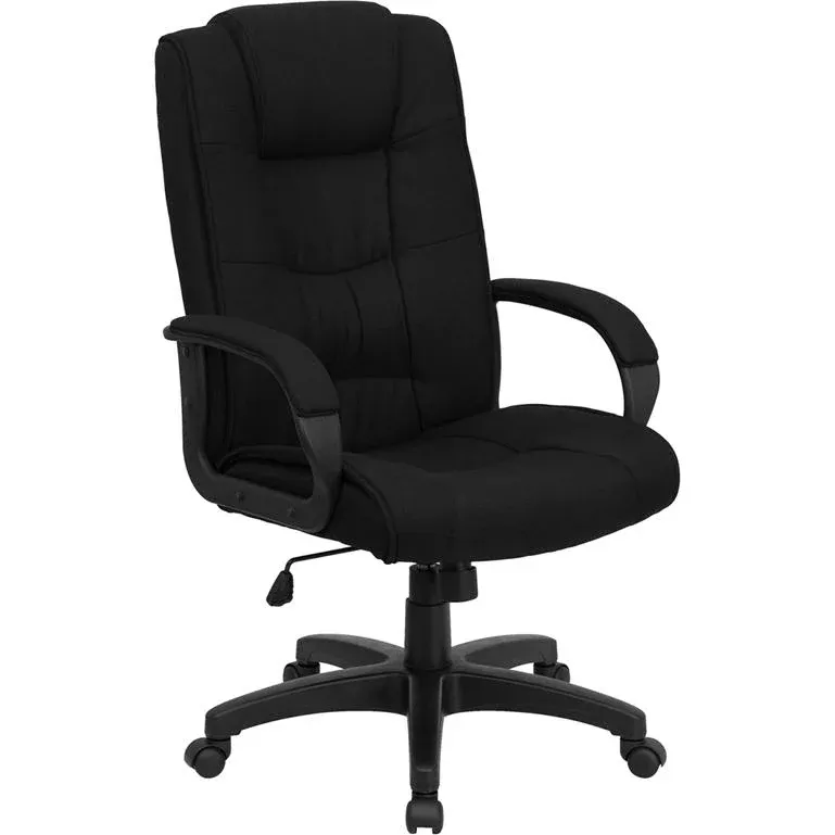 High Back Black Fabric Executive Swivel Office Chair With Arms By Flash Furniture | Office Chairs | Modishstore - 1