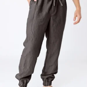 Pantalon en lin lavé “Gael” Gris Plomb #colour_gris-plomb