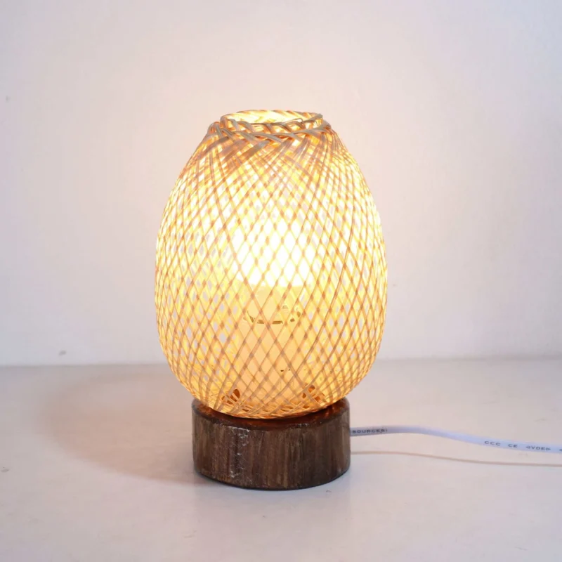Anan Ta Ya - Boho Bamboo Bedside Lamp By Thaihome | Table Lamps | Modishstore