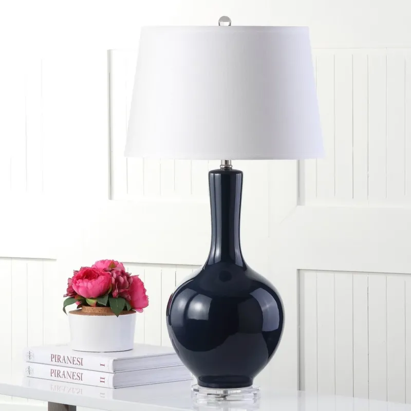 Safavieh Blanche 32-Inch H Gourd Lamp Set Of 2 - Navy | Table Lamps | Modishstore
