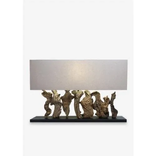 Earth Linen Box Table Lamp with Driftwood Rectangle Shade by Jeffan | Table Lamps | Modishstore