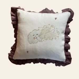 Linen ruffled cushion cover Love Cloud