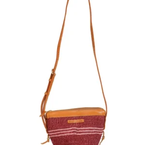 BUNI: Ruby and Vintage Pink Sisal Mini Cross-Body Bag