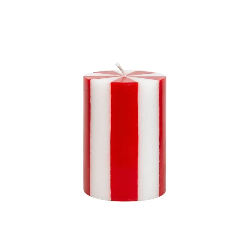 Small Pillar Candle - Bright Red / White