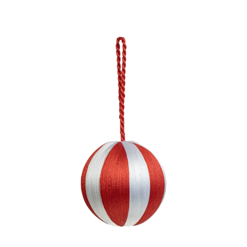 Stripe Baubles M 3" - Red/White