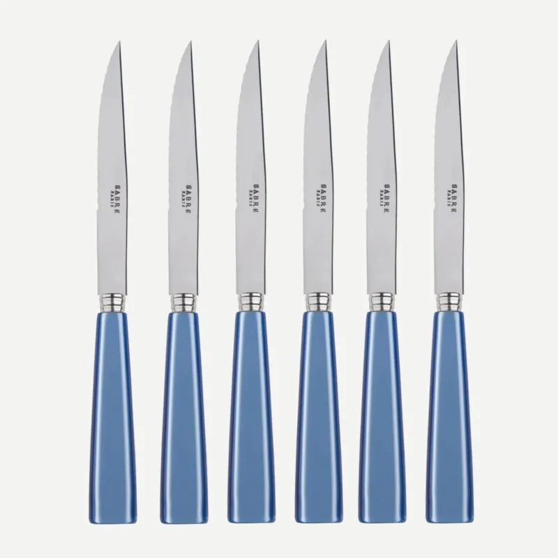 Icône Set of 6 Steak Knives, Light Blue