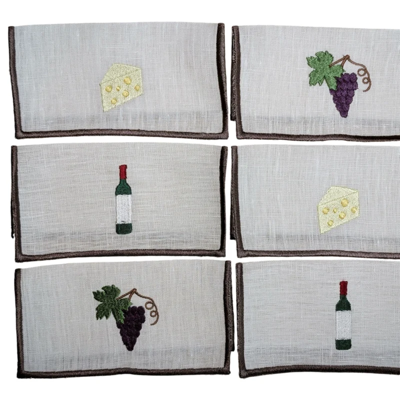 WINE NOT - Wine Embroidery Cocktail Napkin Set (set of 6)