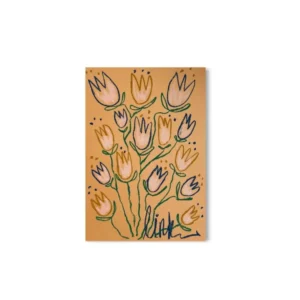 Blue and Gold Tulips on Yellow Background I Original Painting A3