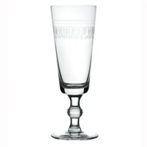 A Set of Four Crystal Champagne Flutes with Ovals Design
