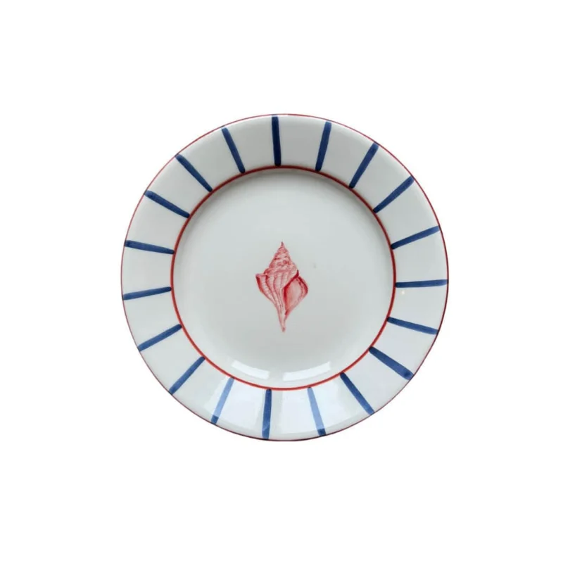 Sveva's Home Ceramic Seashell Red and Blue Big and Small Dining Plates Set of 4