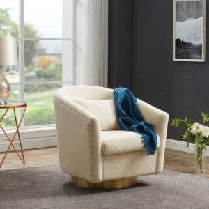Safavieh Clara Quilted Swivel Tub Chair - Ivory | Accent Chairs | Modishstore