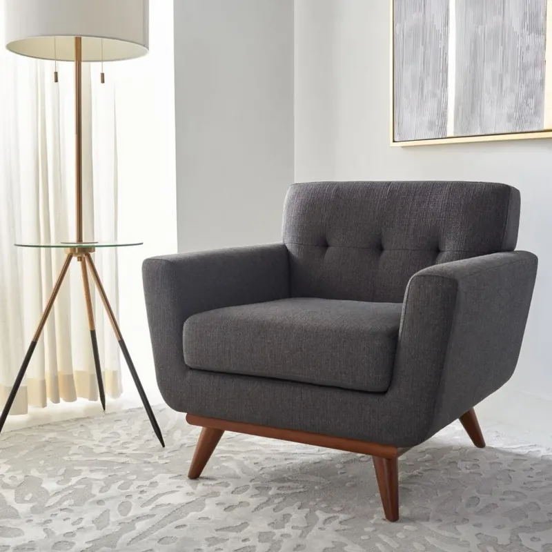 Safavieh Opal Linen Tufted Arm Chair | Armchairs | Modishstore