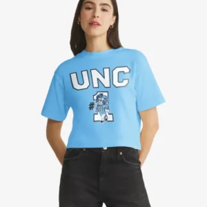 NORTH CAROLINA TAR HEELS UNC VINTAGE FIRST RANK '47 FOUNDATION CROP TEE WOMENS