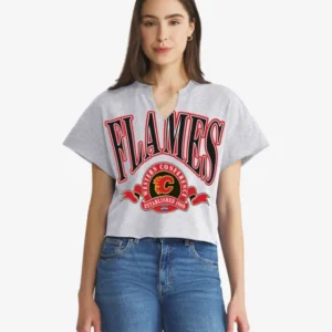 CALGARY FLAMES BANNERS OUT '47 WOMEN'S OVERSIZED NOTCH NECK TEE
