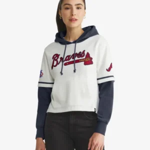 ATLANTA BRAVES TRIFECTA CROPPED '47 SHORTSTOP PULLOVER HOOD WOMENS
