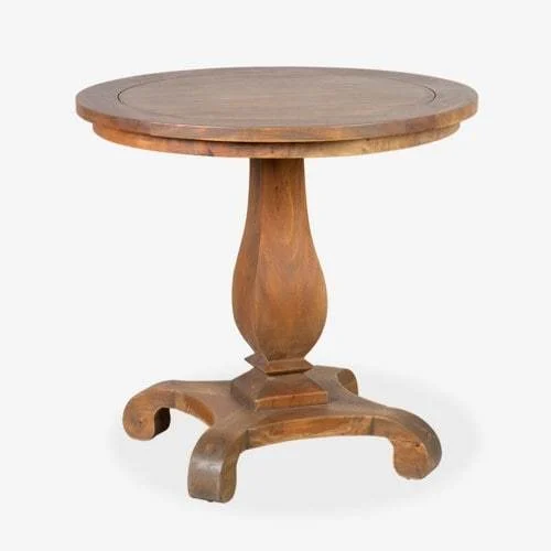 Remington Round Mahogany Wood 30" Table - Natural by Jeffan | Dining Tables | Modishstore